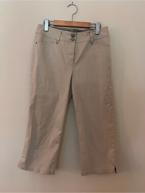 Vintage Aquascutum Khaki 90s Minimalist Preppy Classic Capri Crops M-L